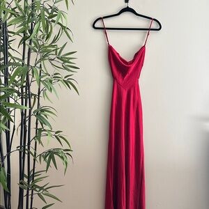 Hello Molly Satin Wine Red Open Back Dress